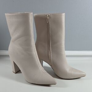 BAMBOO Cream Heeled Boots